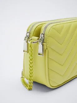 Quilted Crossbody Bag With Chain|Parfois Discount