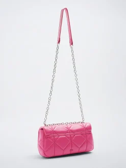 Quilted Crossbody Bag With Chain|Parfois Flash Sale