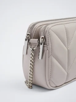 Quilted Crossbody Bag With Chain|Parfois Store