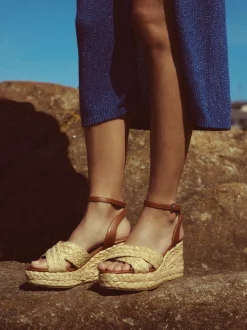 Raffia Wedge Sandals|Parfois Online