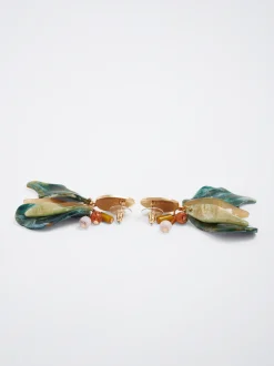 Resin Earrings With Leaf|Parfois New