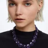 Rubber Necklace With Crystals|Parfois Outlet