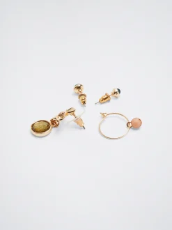 Set Of Earrings With Crystals And Resin|Parfois Sale