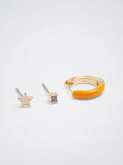 Set Of Earrings With Cubic Zirconia|Parfois Shop