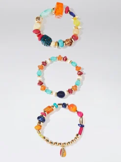 Set Of Elastic Bracelets With Stone|Parfois New
