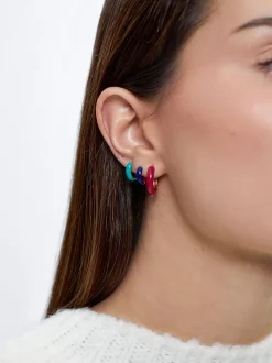 Set Of Enamel Hoops|Parfois Fashion