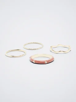 Set Of Golden Enamel Rings|Parfois Cheap
