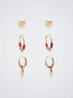 Set Of Hoop Earrings With Heart|Parfois New