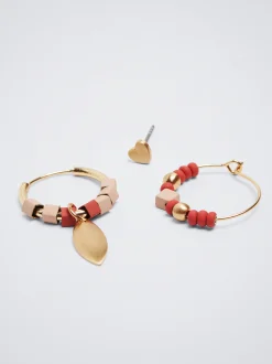 Set Of Hoop Earrings With Heart|Parfois New