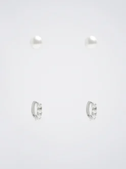 Set Of Hoop Earrings With Pearls|Parfois Hot