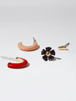 Set Of Hoop Earrings With Flowers|Parfois Cheap