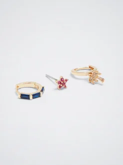 Set Of Hoops With Charms And Zirconia|Parfois Shop