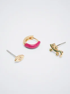 Set Of Hoops With Charms And Zirconia|Parfois Shop