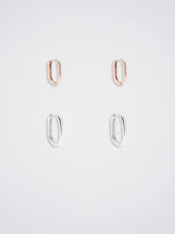 Set Of Multifinishing Hoop Earrings|Parfois Hot