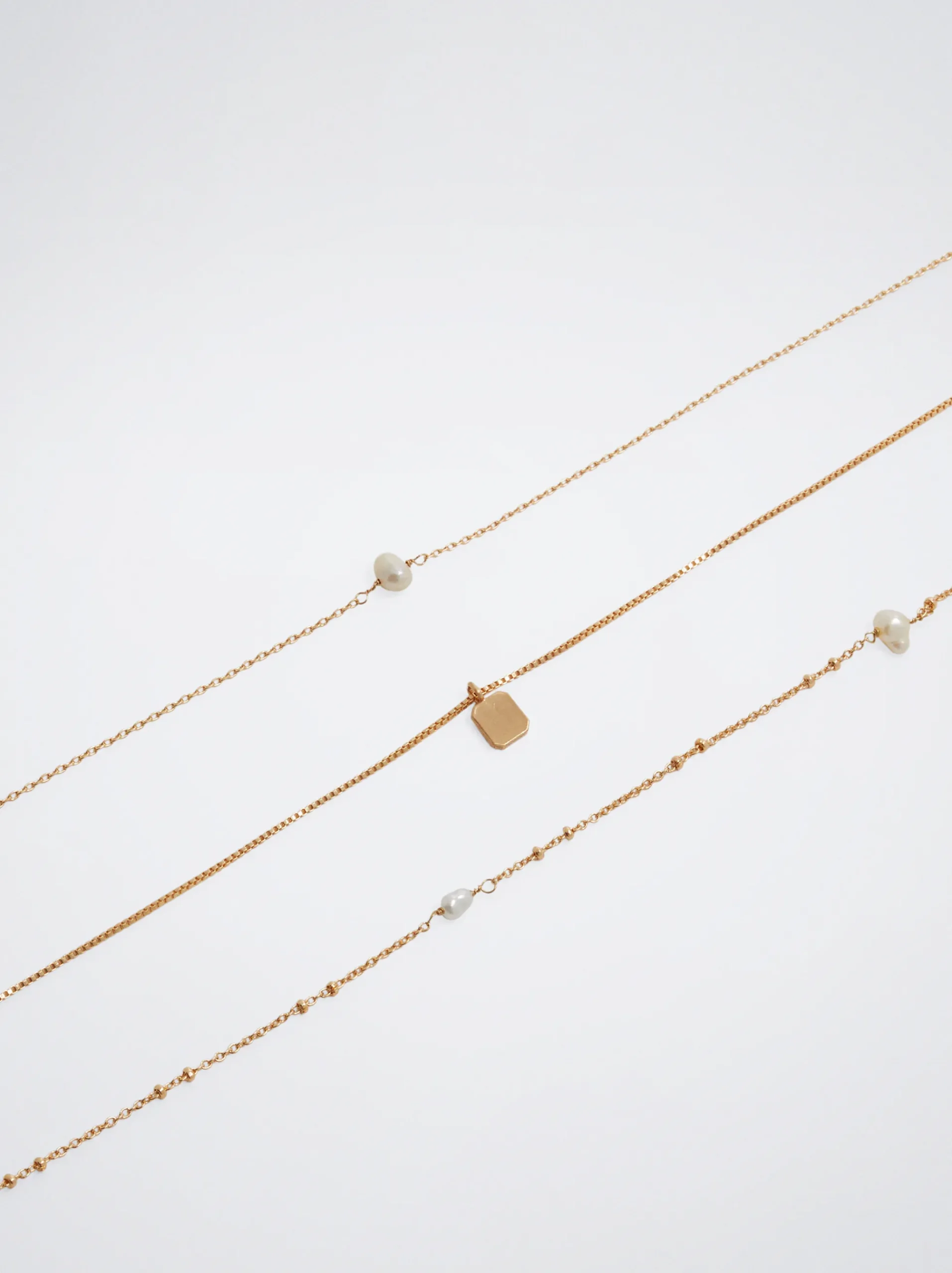 Set Of Necklaces With Pearls And Medals|Parfois Flash Sale