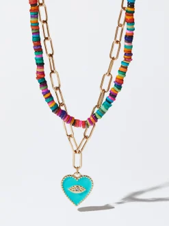 Set Of Necklaces With Shell And Heart|Parfois Sale