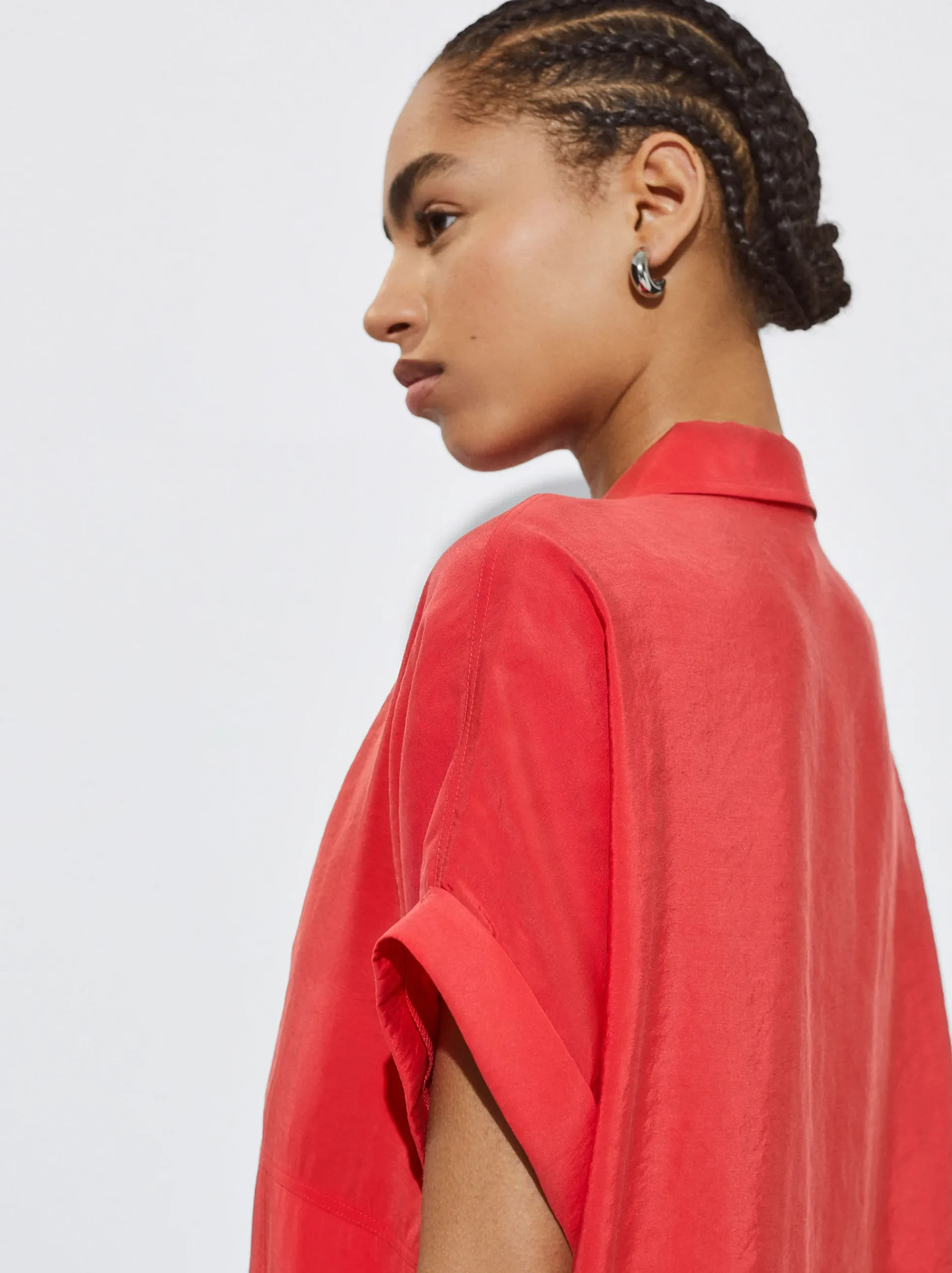 Short-Sleeved Midi Dress|Parfois Flash Sale