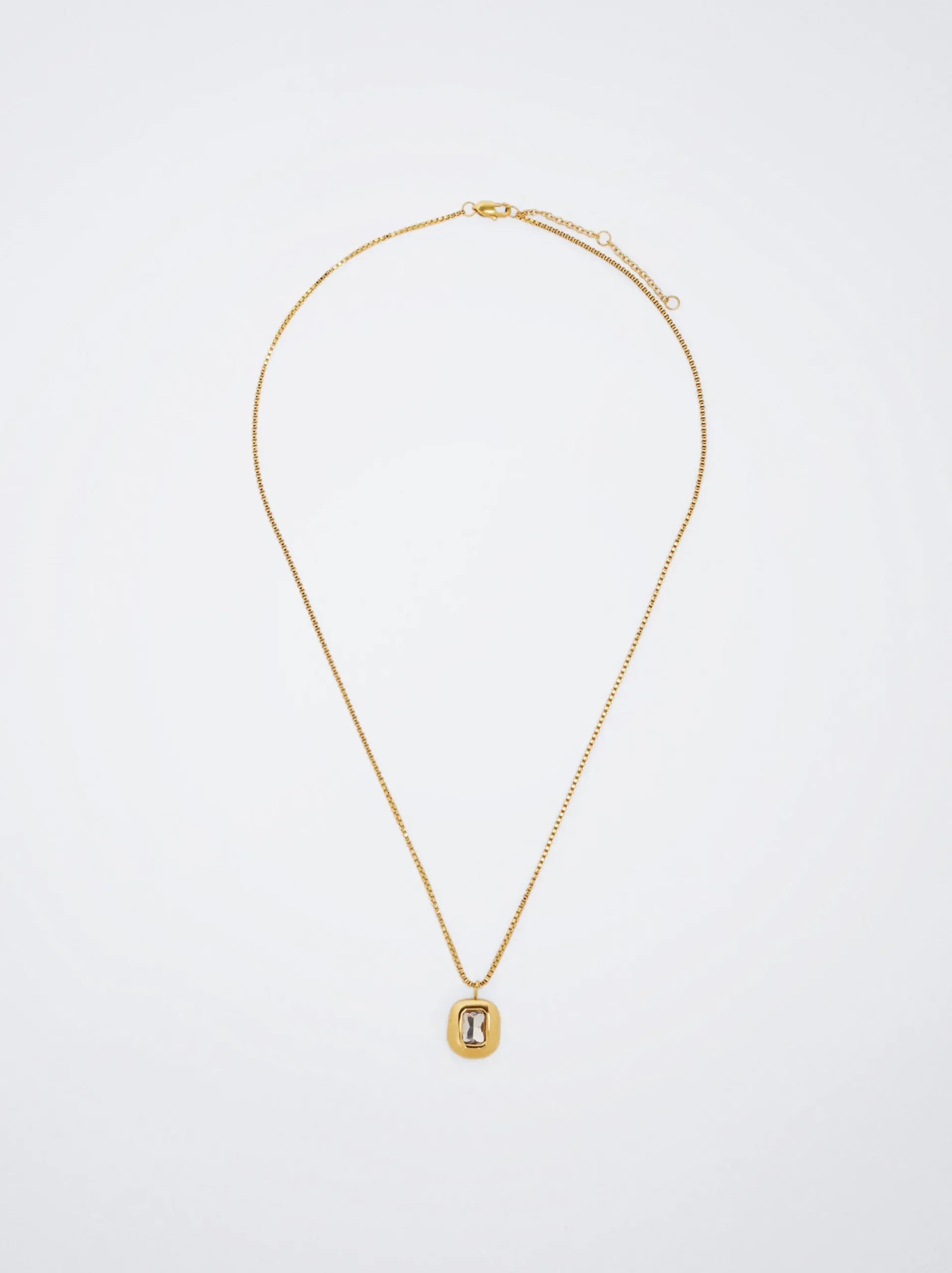 Silver Stainless Steel Necklace With Crystals|Parfois Flash Sale