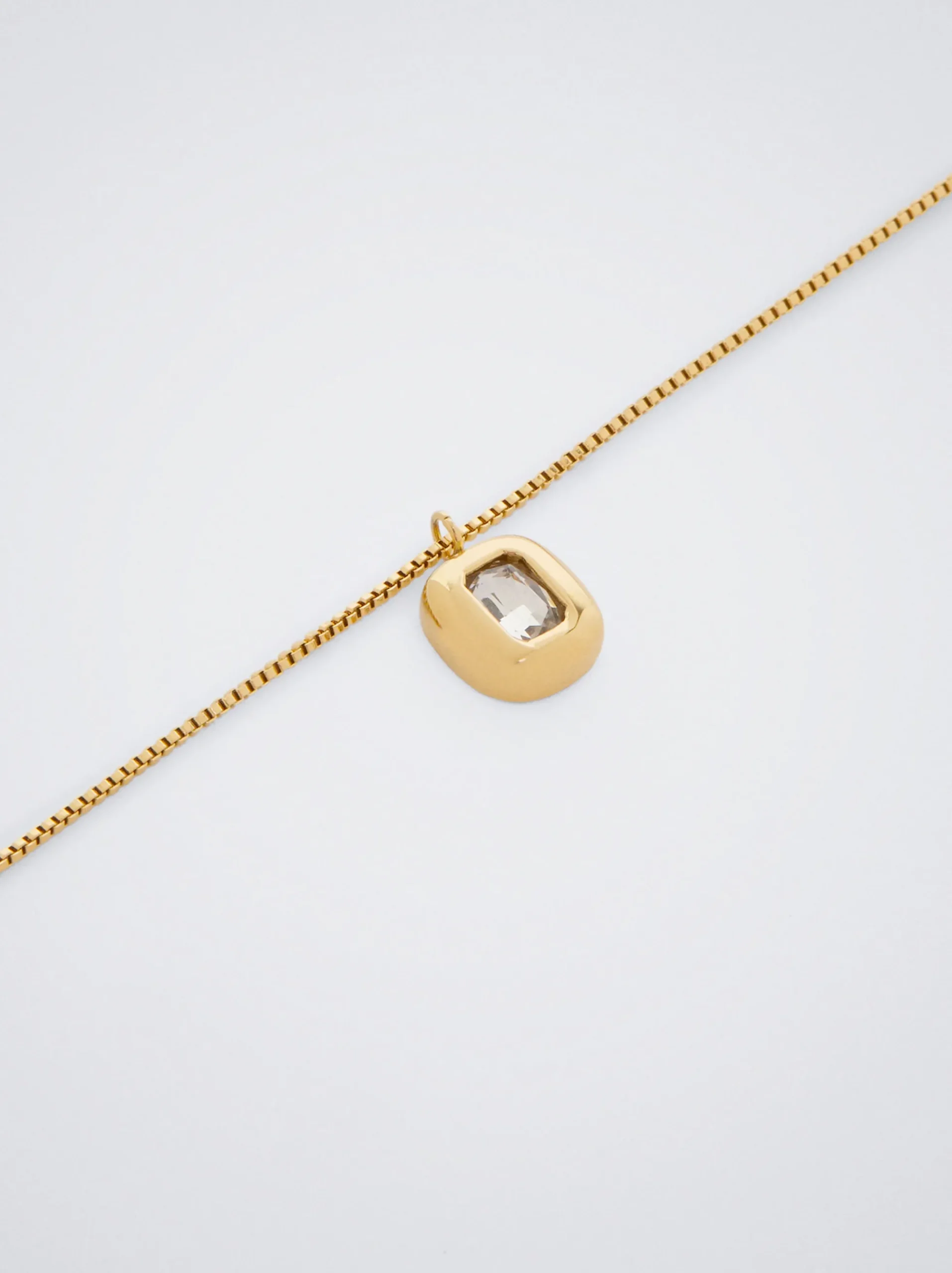 Silver Stainless Steel Necklace With Crystals|Parfois Flash Sale