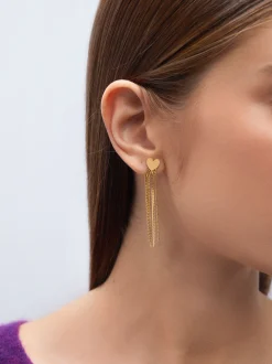 Stainless Steel Earrings With Heart|Parfois Fashion