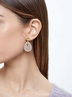 Stainless Steel Earrings With Shell|Parfois Clearance