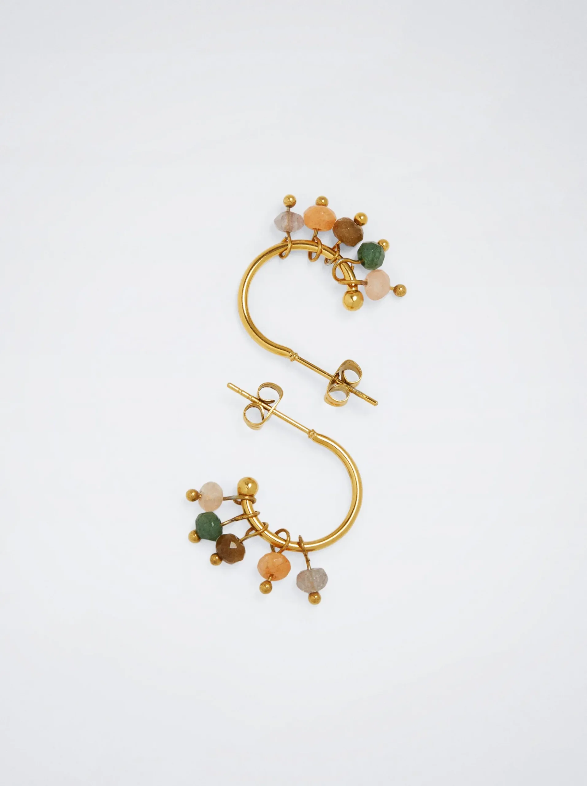 Stainless Steel Hoops With Semiprecious Stone|Parfois Discount