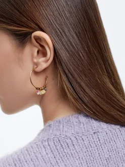 Stainless Steel Hoops With Semiprecious Stone|Parfois Store