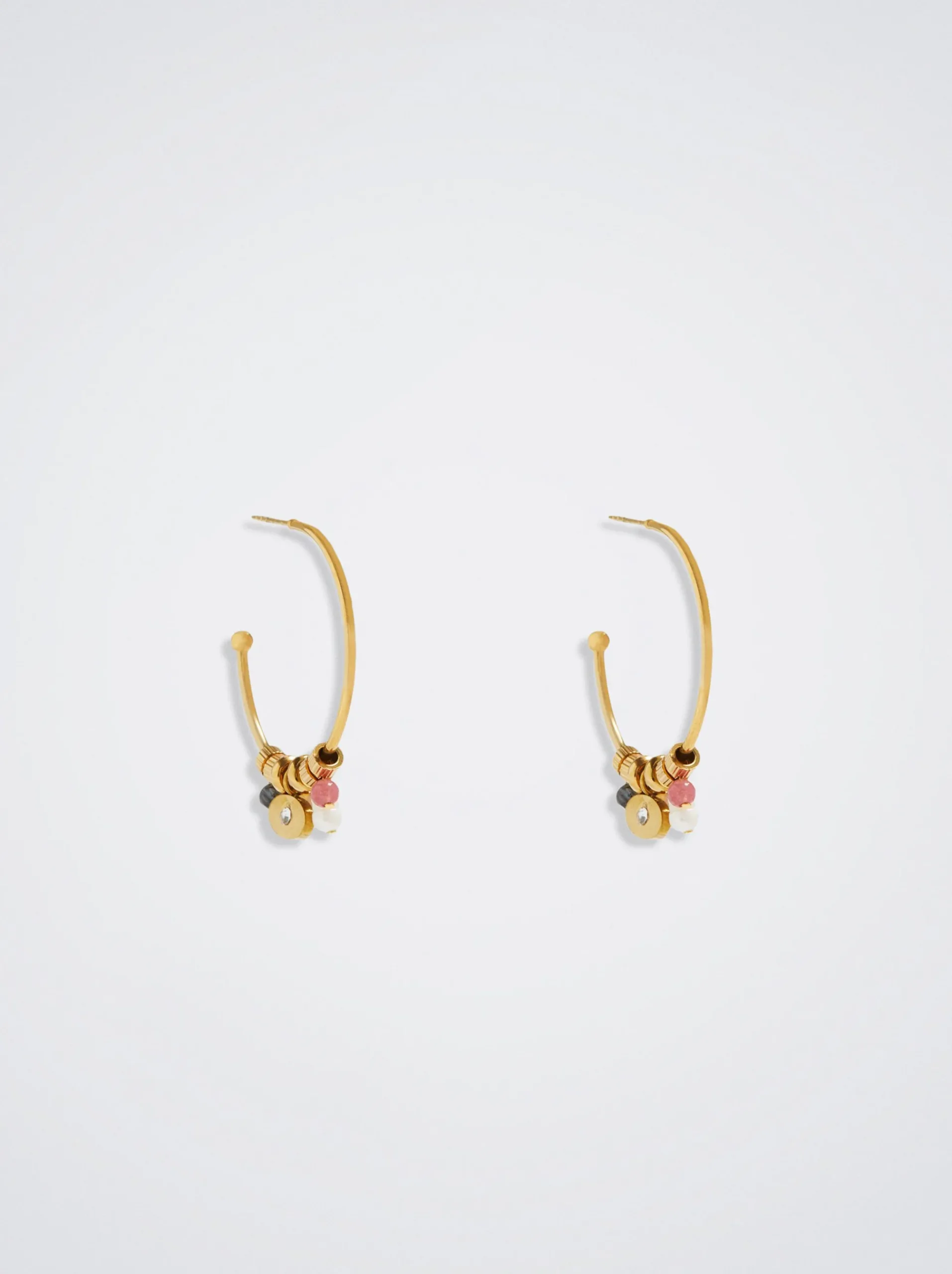 Stainless Steel Hoops With Semiprecious Stone|Parfois Store