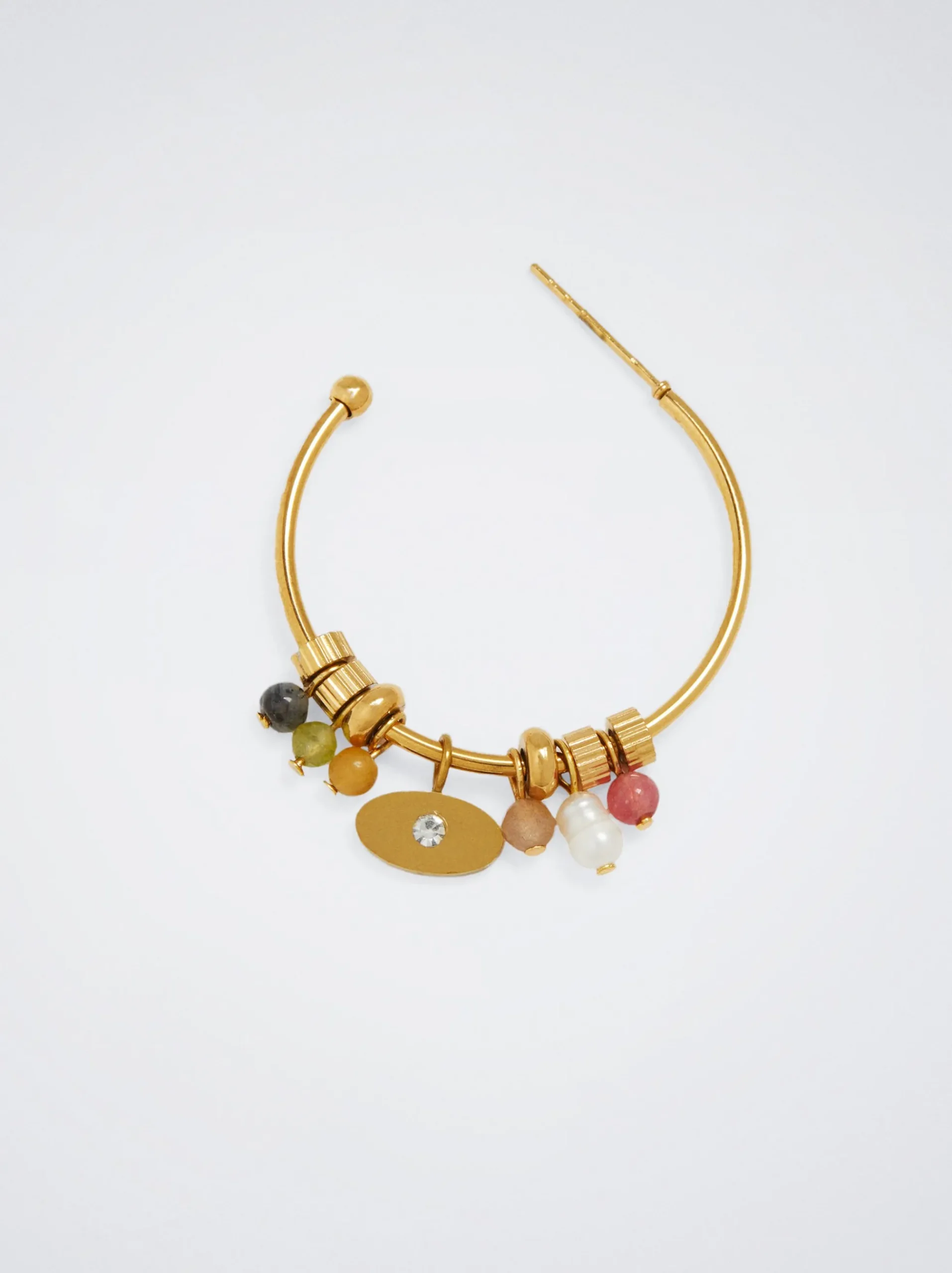 Stainless Steel Hoops With Semiprecious Stone|Parfois Store