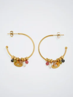 Stainless Steel Hoops With Semiprecious Stone|Parfois Store