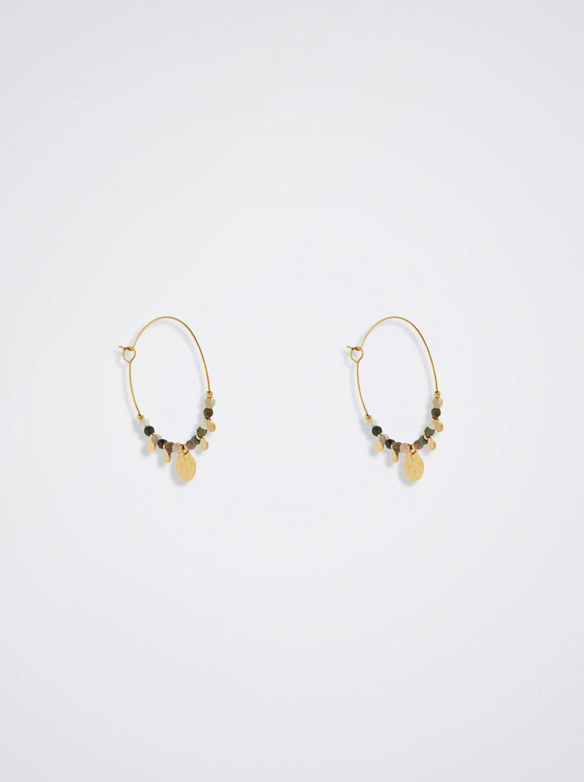 Stainless Steel Hoops With Semiprecious Stone|Parfois Store