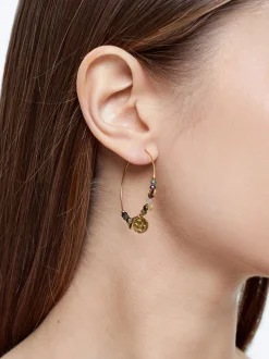Stainless Steel Hoops With Semiprecious Stone|Parfois Store