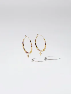 Stainless Steel Hoops With Semiprecious Stone|Parfois Store