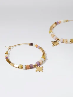 Stainless Steel Hoops With Semiprecious Stone|Parfois Store