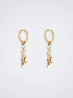 Stainless Steel Hoops With Semiprecious Stone|Parfois Online