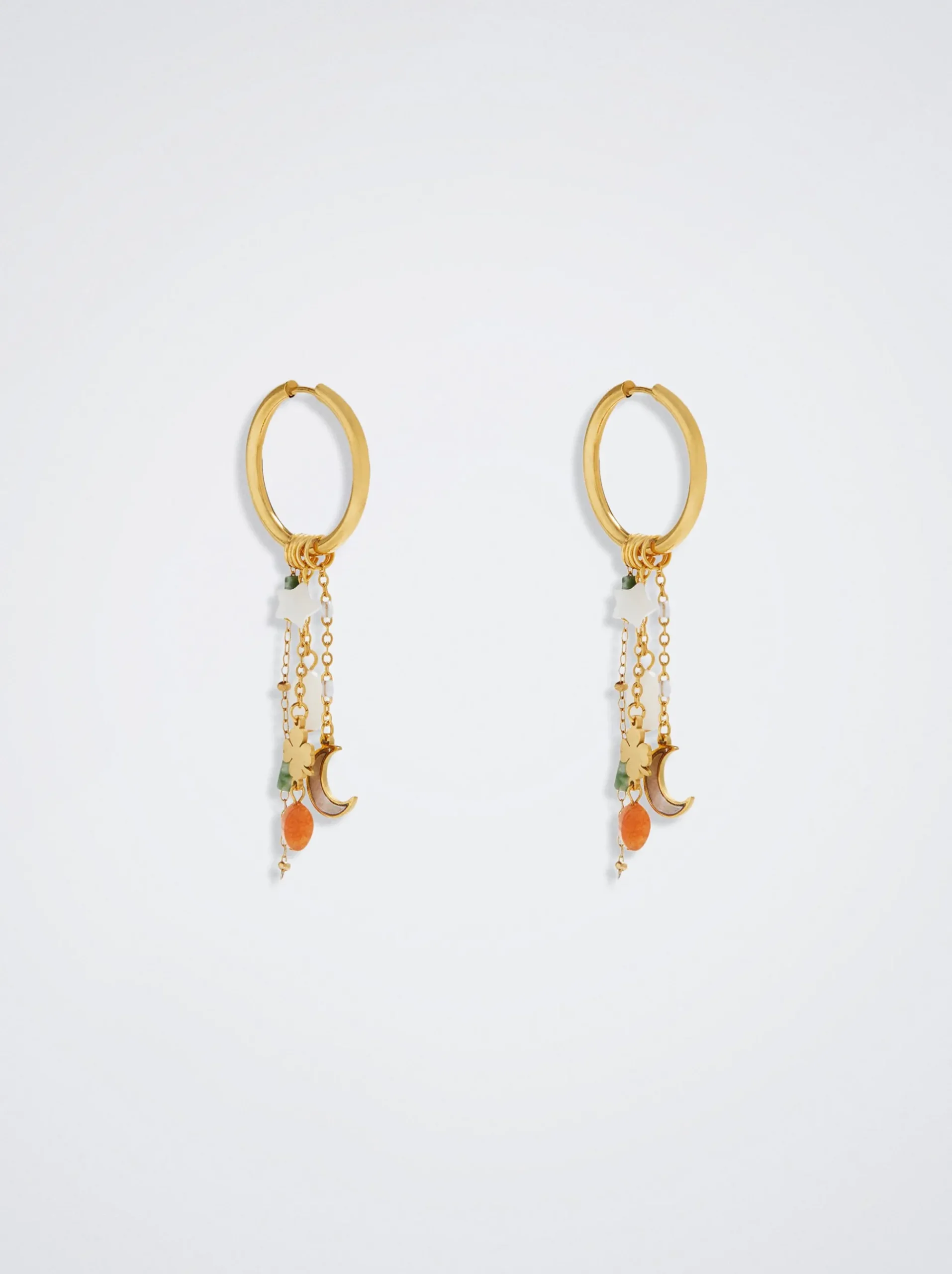Stainless Steel Hoops With Semiprecious Stone|Parfois Online