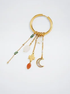 Stainless Steel Hoops With Semiprecious Stone|Parfois Online