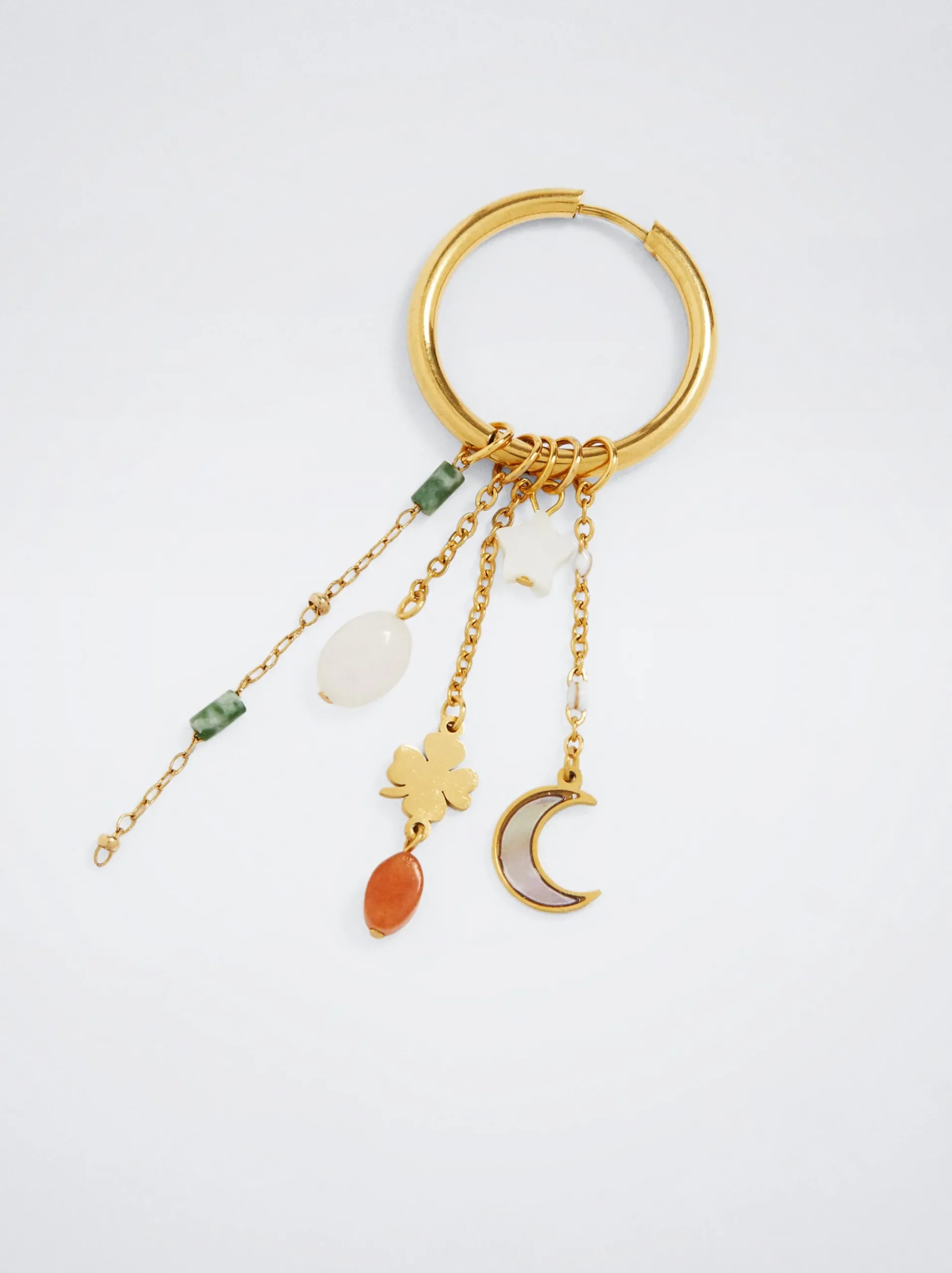 Stainless Steel Hoops With Semiprecious Stone|Parfois Online