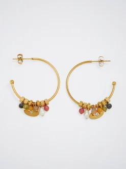 Stainless Steel Hoops With Semiprecious Stone|Parfois Cheap