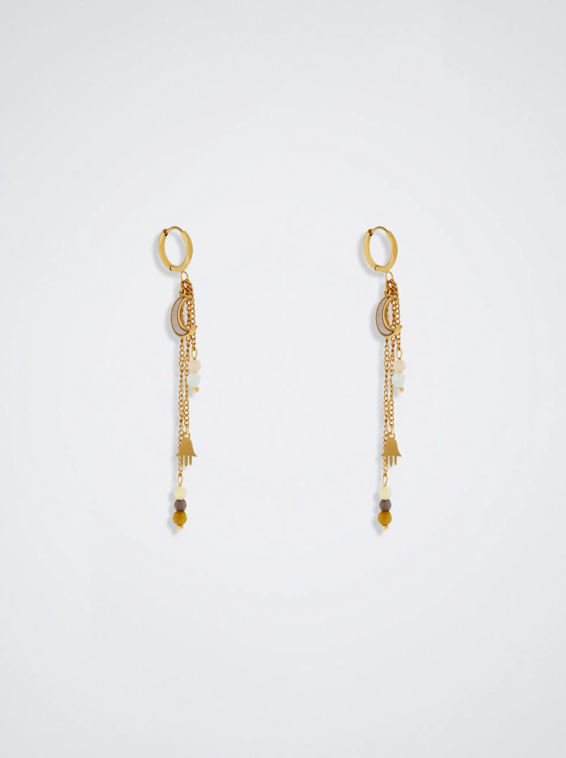 Stainless Steel Hoops With Semiprecious Stone|Parfois Discount