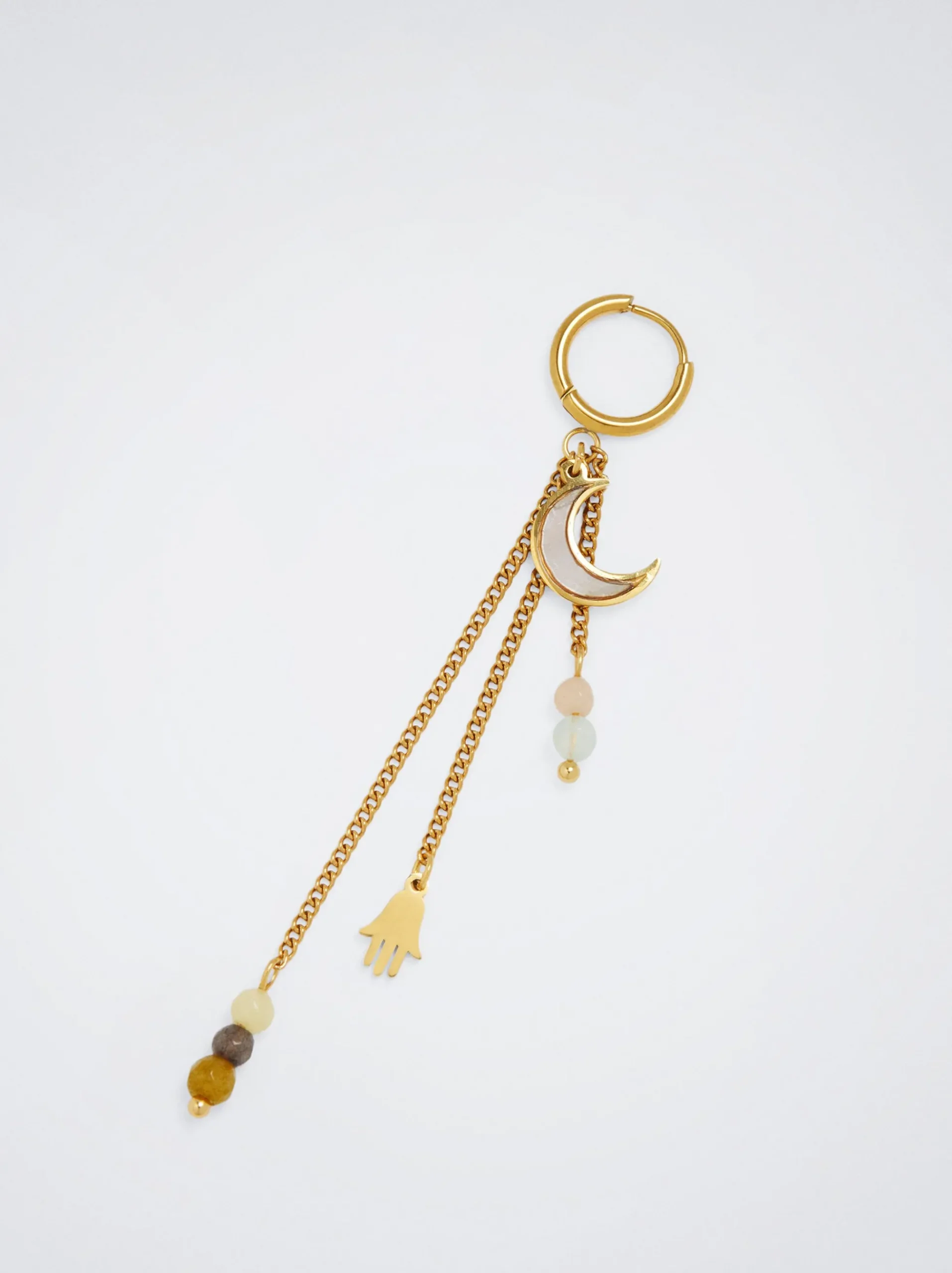 Stainless Steel Hoops With Semiprecious Stone|Parfois Discount