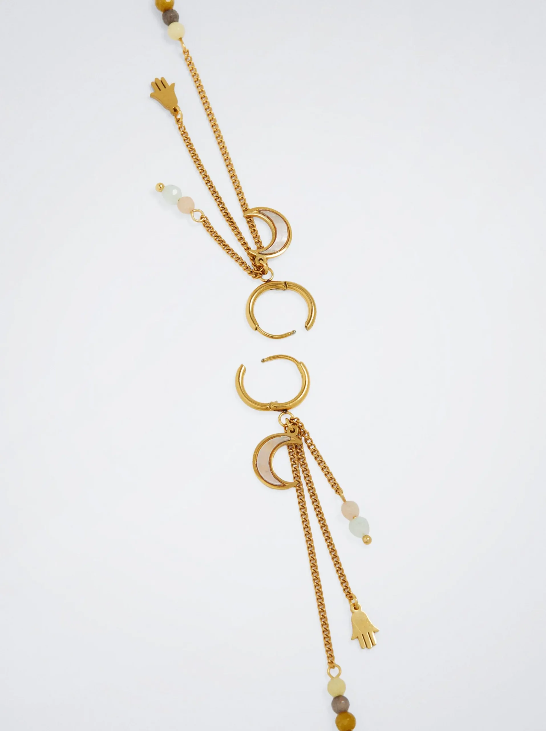 Stainless Steel Hoops With Semiprecious Stone|Parfois Discount