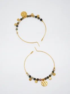 Stainless Steel Hoops With Semiprecious Stone|Parfois Clearance
