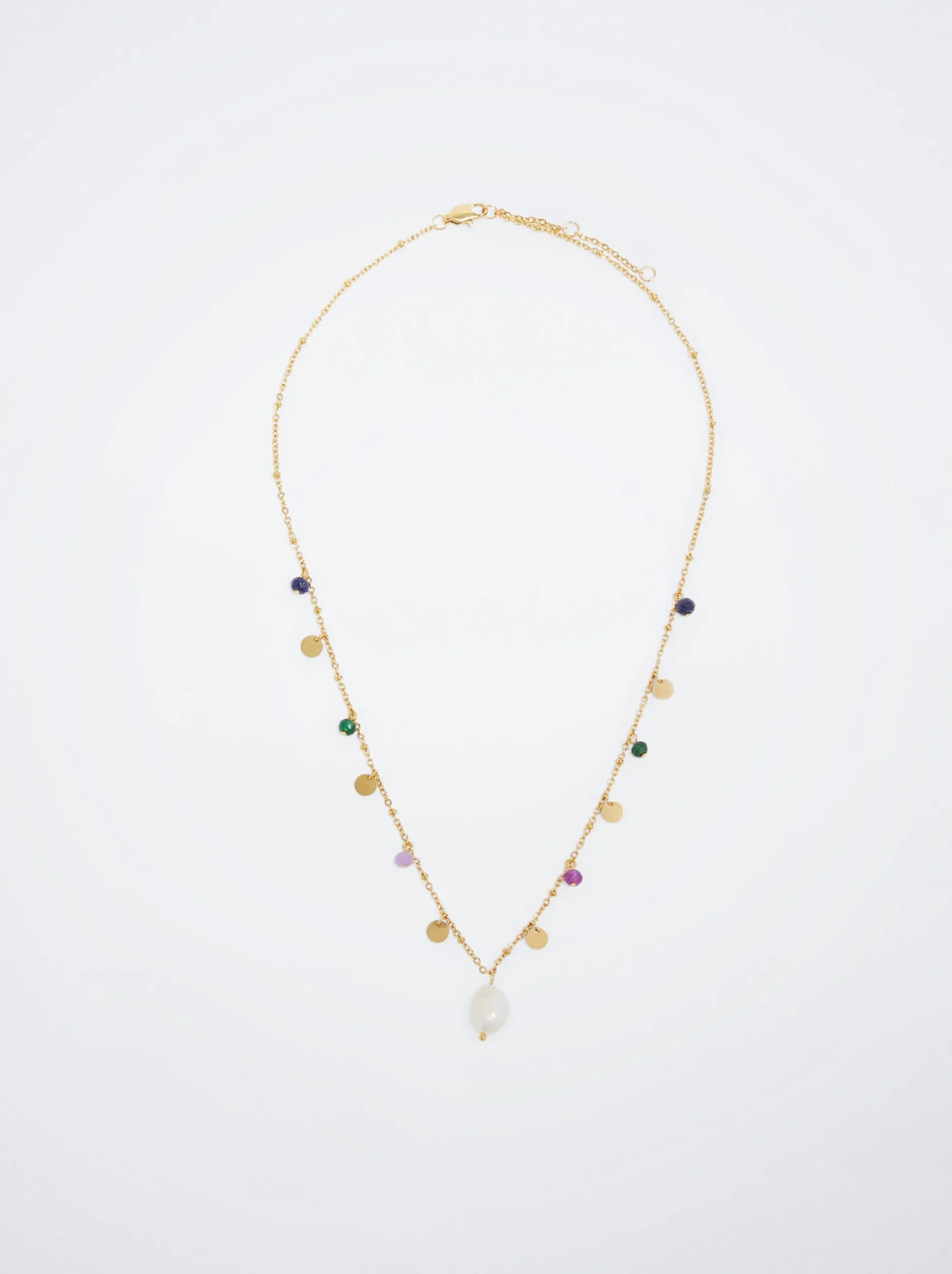 Stainless Steel Necklace With Freshwater Pearl|Parfois Cheap