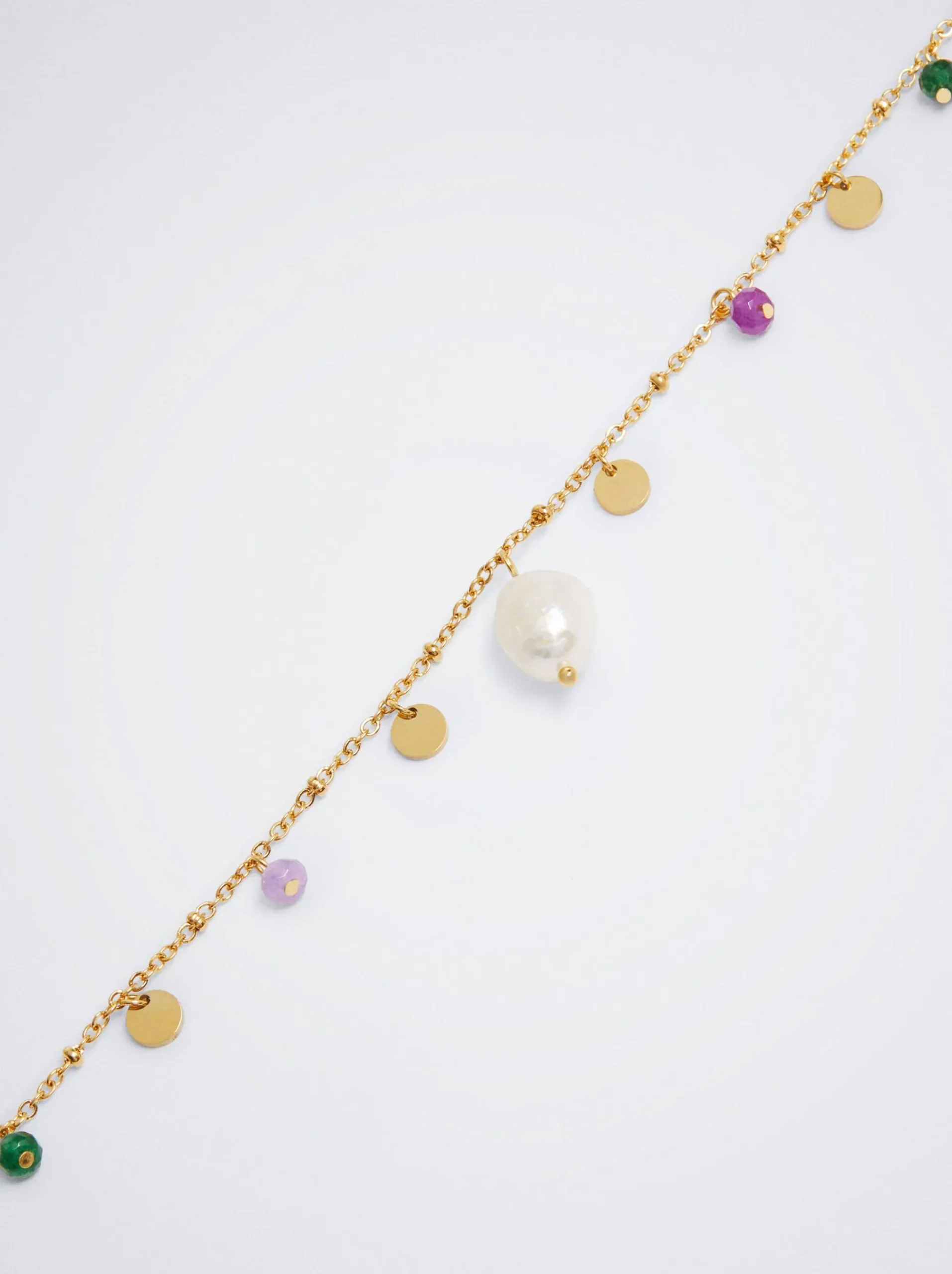 Stainless Steel Necklace With Freshwater Pearl|Parfois Cheap