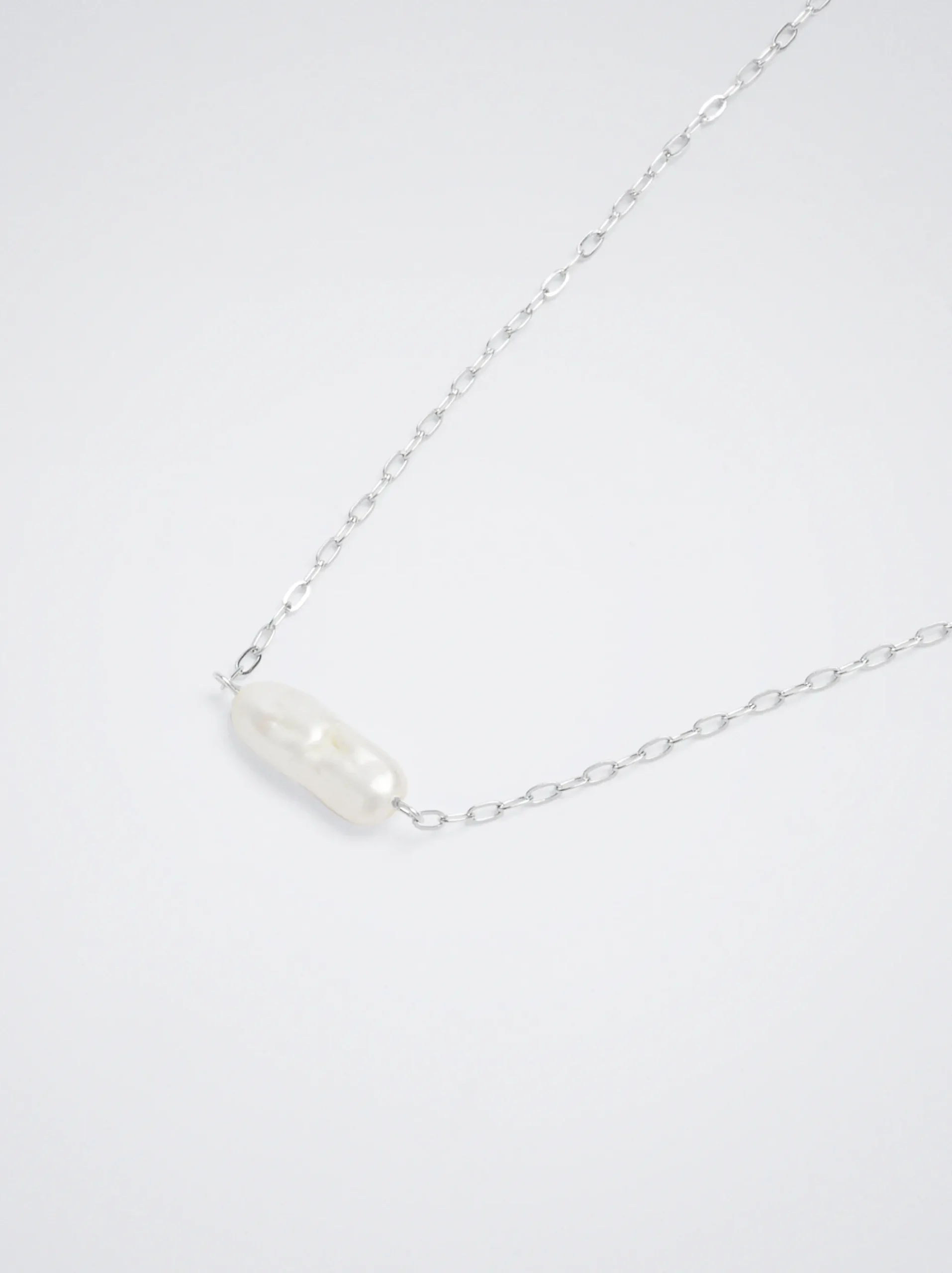 Stainless Steel Necklace With Freshwater Pearl|Parfois Outlet