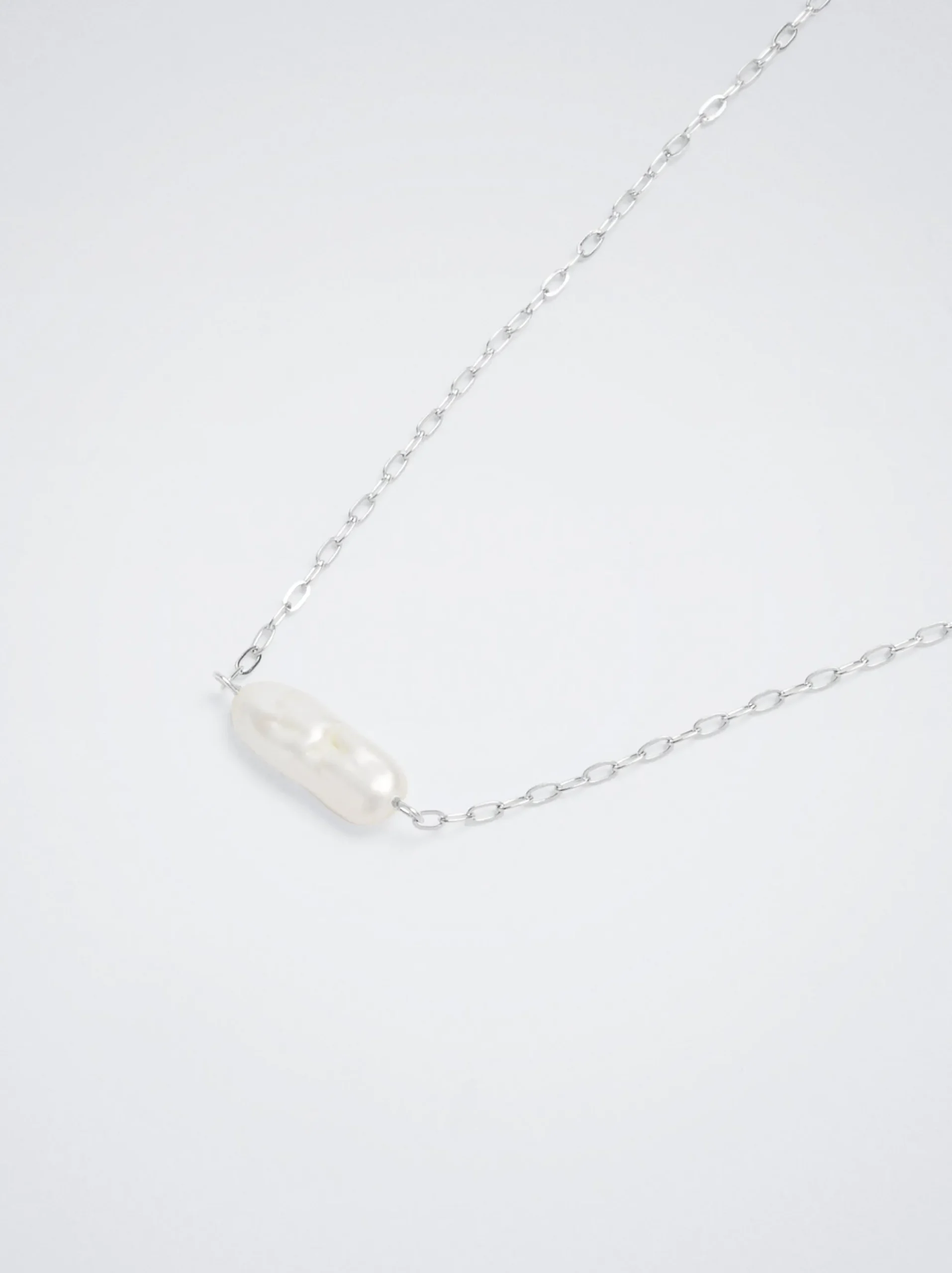 Stainless Steel Necklace With Freshwater Pearl|Parfois Online
