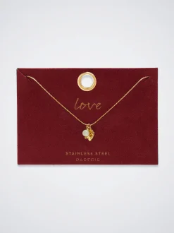 Stainless Steel Necklace With Stone And Leaf|Parfois Flash Sale