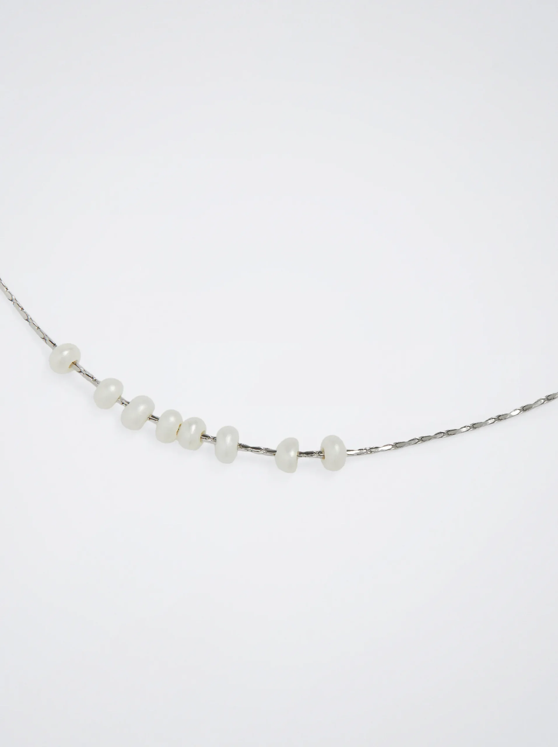 Stainless Steel Necklace With Freshwater Pearl|Parfois Flash Sale