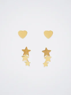 Steel Earrings With Heart And Stars|Parfois Outlet